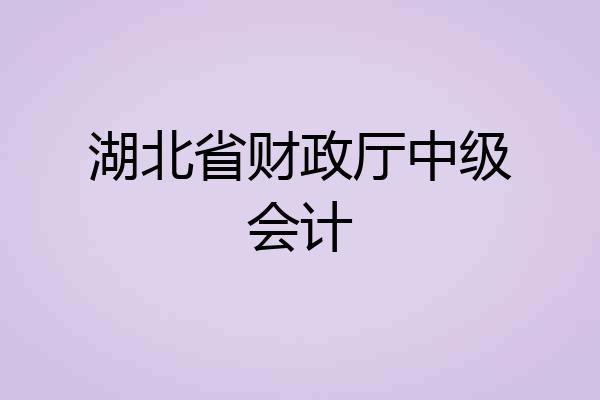 湖北省财政厅中级会计