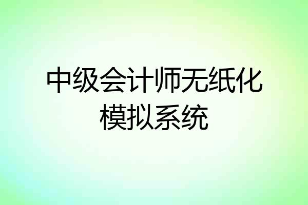 中级会计师无纸化模拟系统