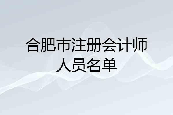 合肥市注册会计师人员名单