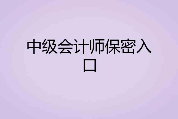 中级会计师保密入口