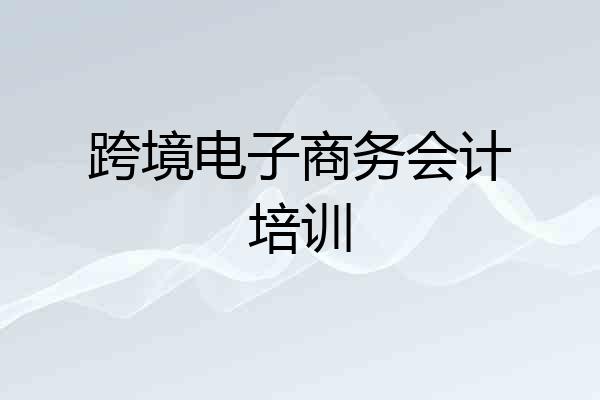 跨境电子商务会计培训