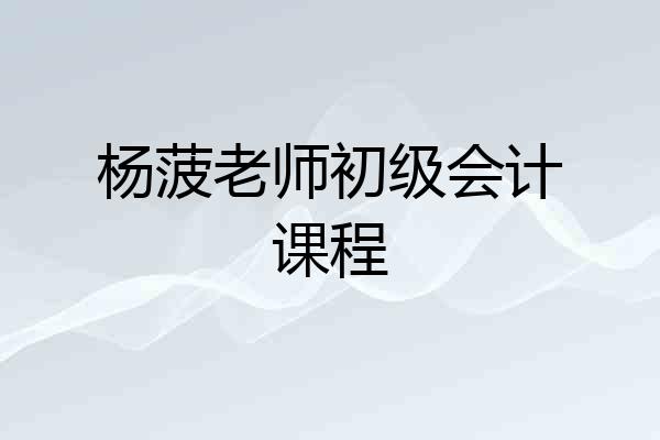 杨菠老师初级会计课程
