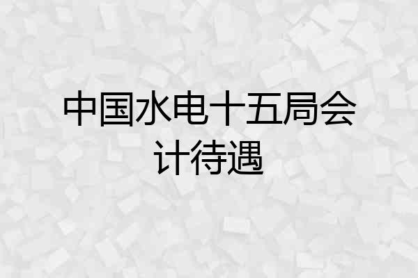 中国水电十五局会计待遇
