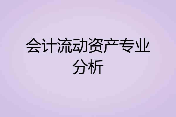 会计流动资产专业分析