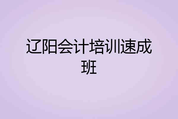 辽阳会计培训速成班