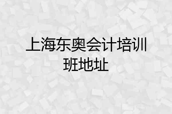 上海东奥会计培训班地址