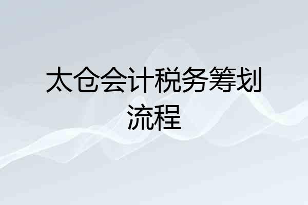 太仓会计税务筹划流程