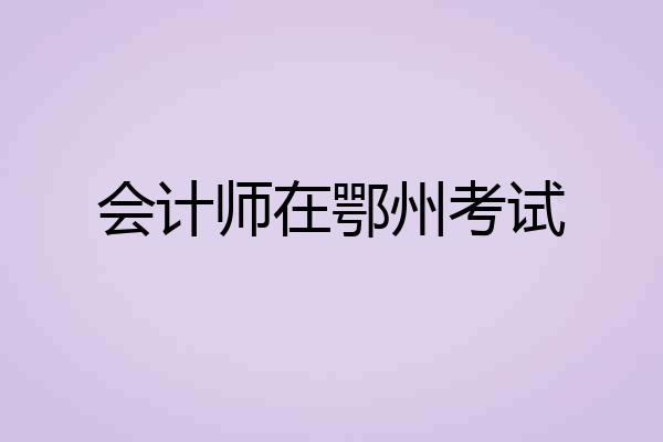 会计师在鄂州考试