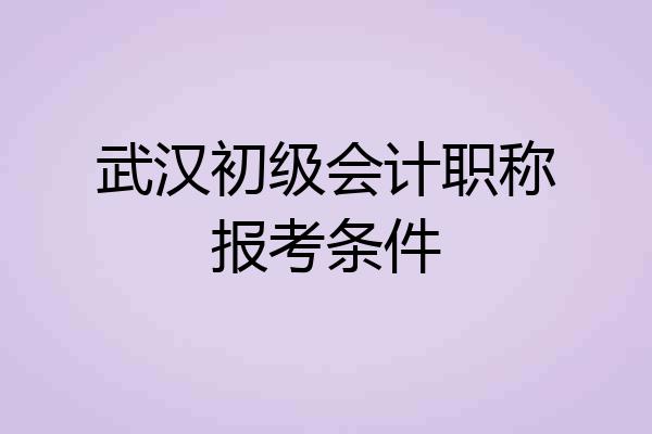 武汉初级会计职称报考条件