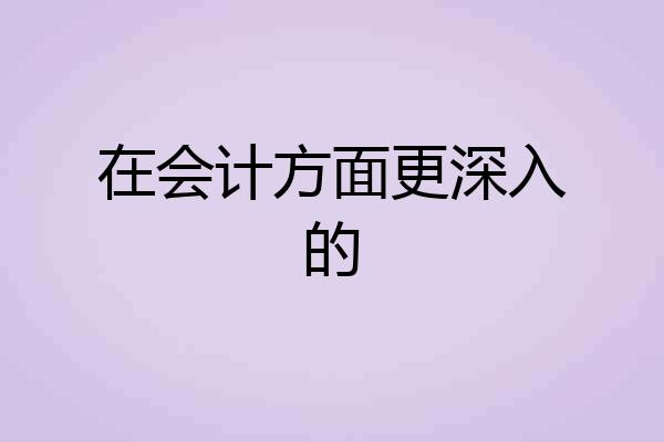 在会计方面更深入的