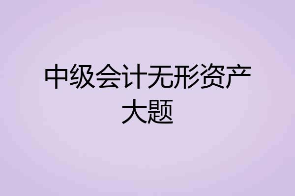 中级会计无形资产大题