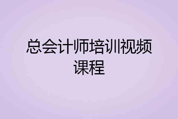 总会计师培训视频课程