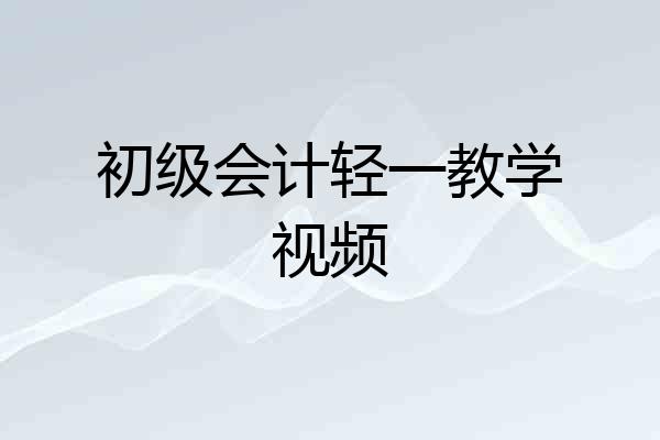 初级会计轻一教学视频