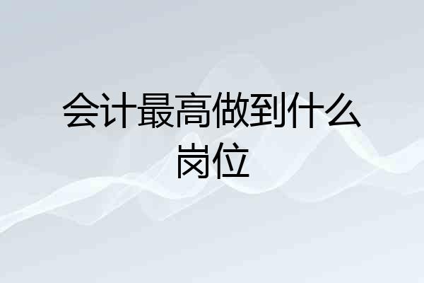 会计最高做到什么岗位