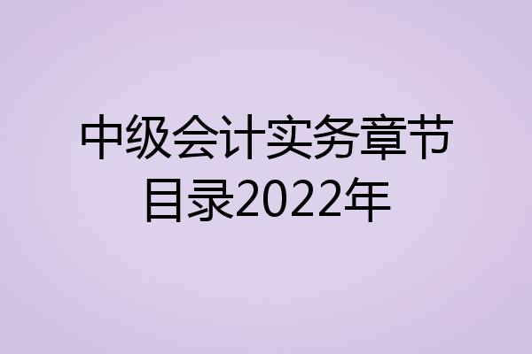 中级会计实务章节目录2022年