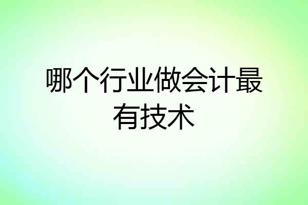 哪个行业做会计最有技术
