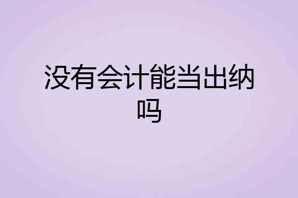没有会计能当出纳吗