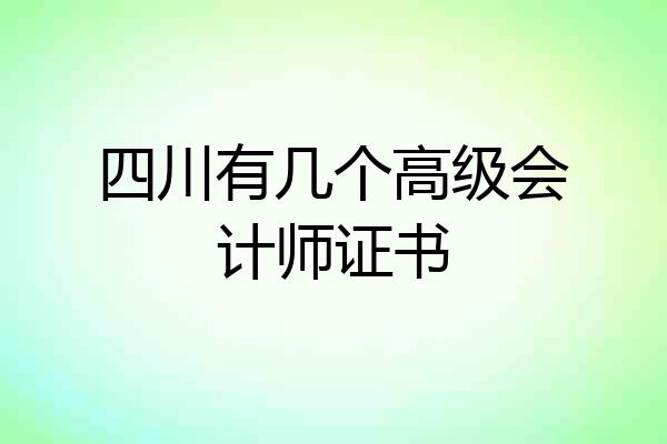 四川有几个高级会计师证书