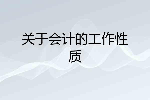 关于会计的工作性质