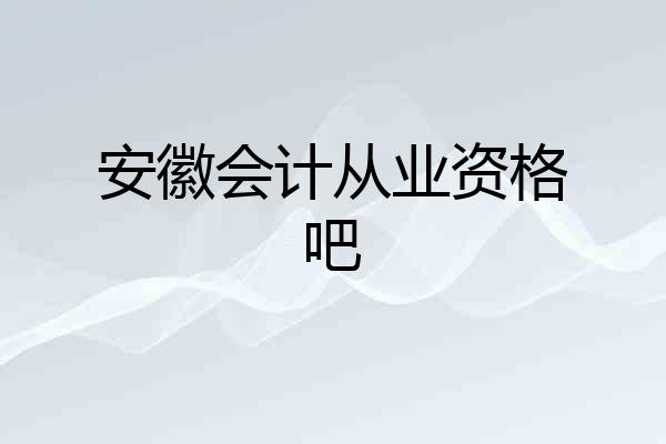 安徽会计从业资格吧