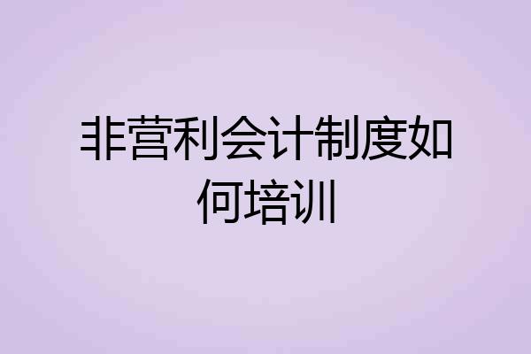 非营利会计制度如何培训