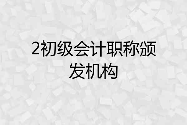 2初级会计职称颁发机构