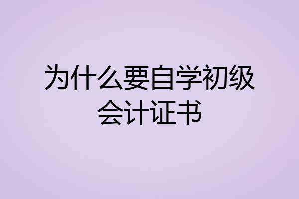 为什么要自学初级会计证书