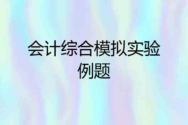 会计综合模拟实验例题