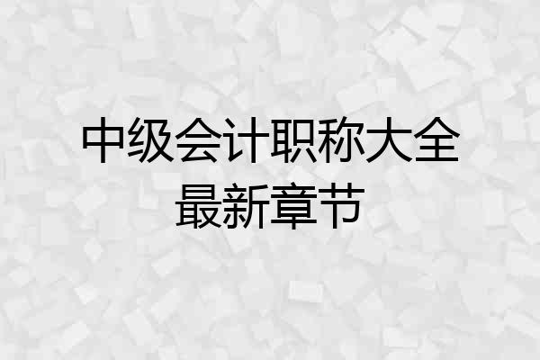 中级会计职称大全最新章节