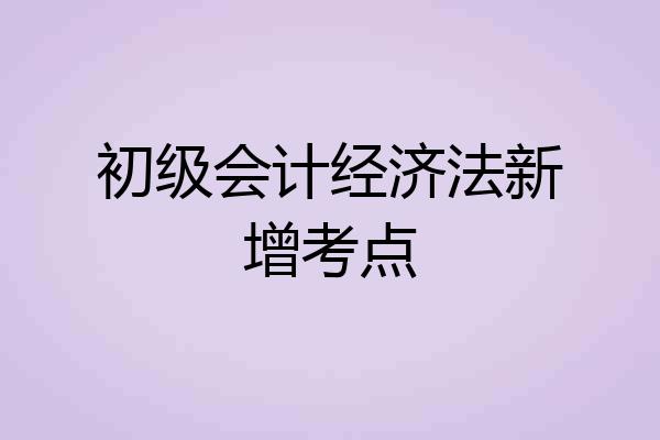 初级会计经济法新增考点
