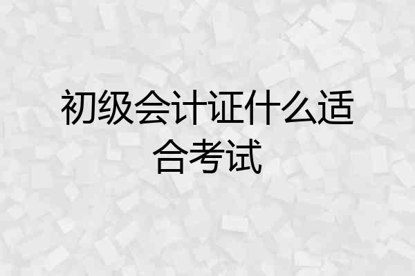 初级会计证什么适合考试