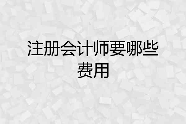 注册会计师要哪些费用