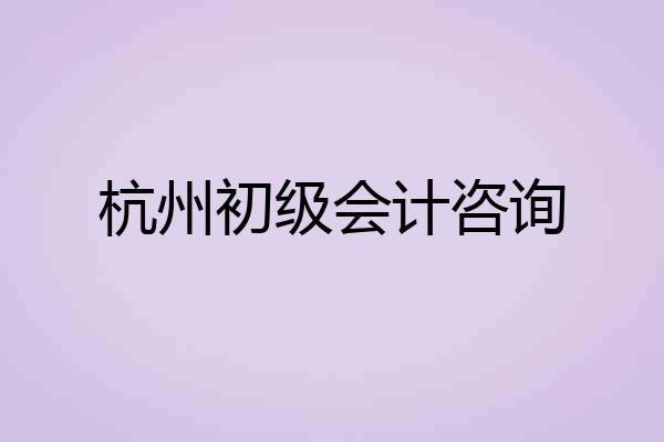 杭州初级会计咨询
