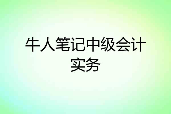 牛人笔记中级会计实务