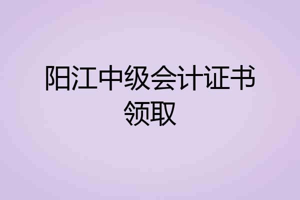 阳江中级会计证书领取