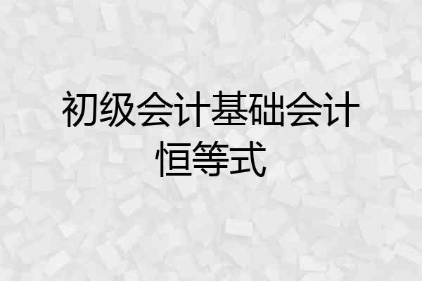 初级会计基础会计恒等式