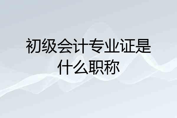 初级会计专业证是什么职称