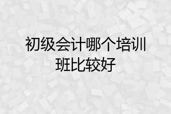 初级会计哪个培训班比较好