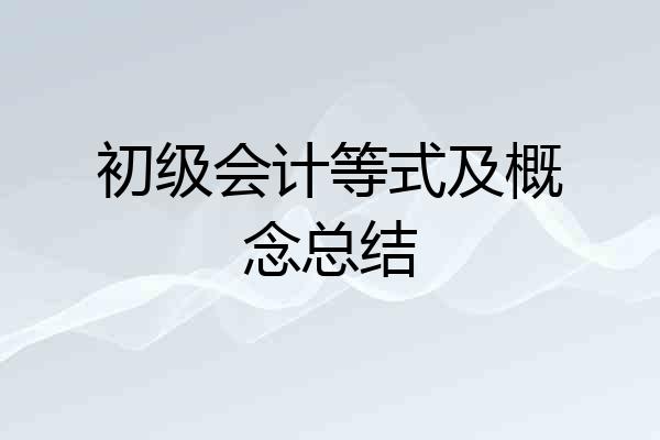 初级会计等式及概念总结