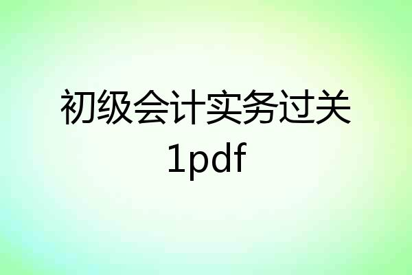 初级会计实务过关1pdf