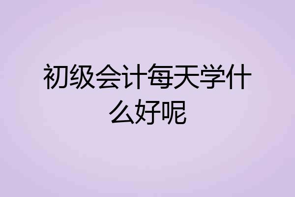 初级会计每天学什么好呢