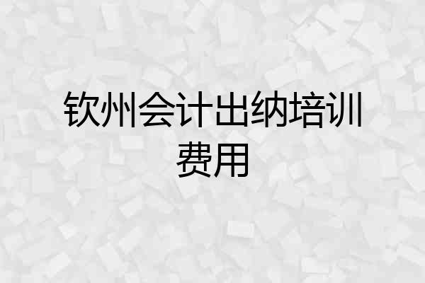 钦州会计出纳培训费用