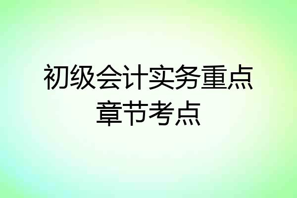 初级会计实务重点章节考点