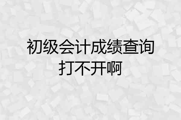 初级会计成绩查询打不开啊