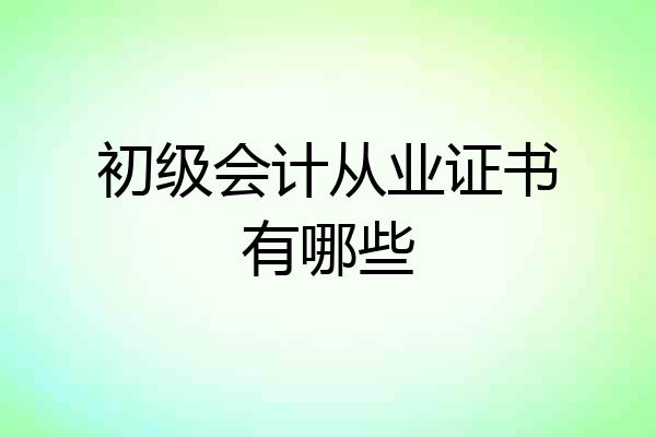 初级会计从业证书有哪些