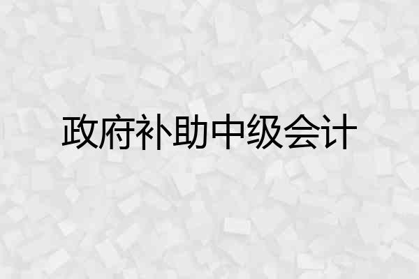 政府补助中级会计