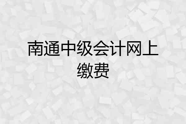 南通中级会计网上缴费