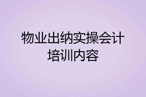 物业出纳实操会计培训内容
