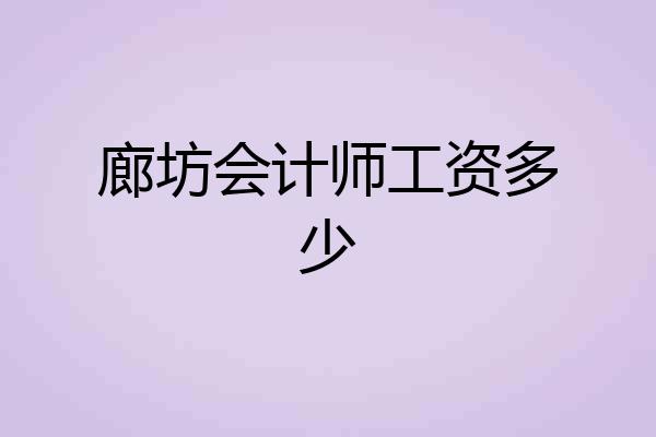 廊坊会计师工资多少