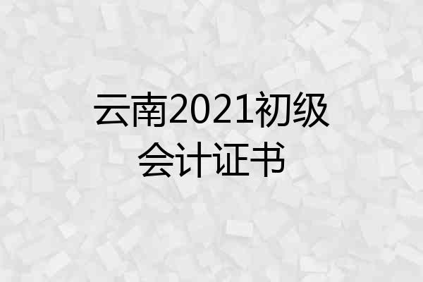 云南2021初级会计证书